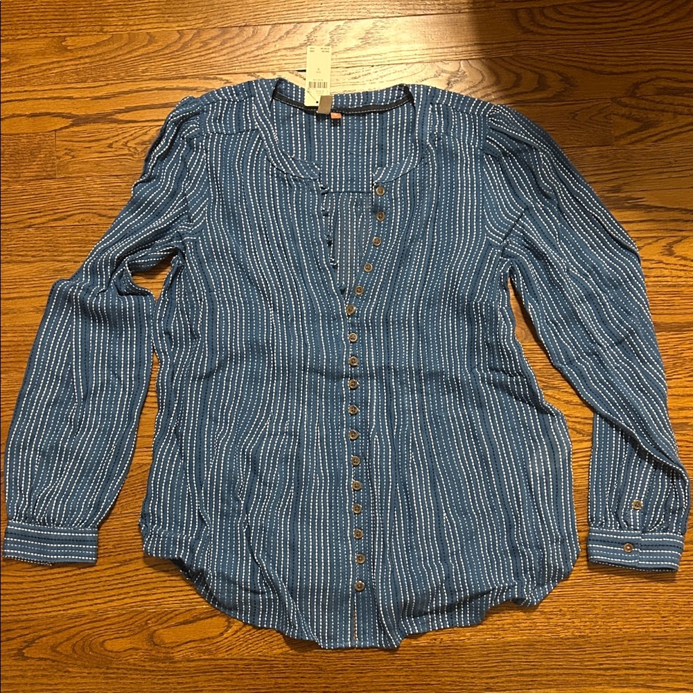 Anthropologie Blue Striped Women's Top